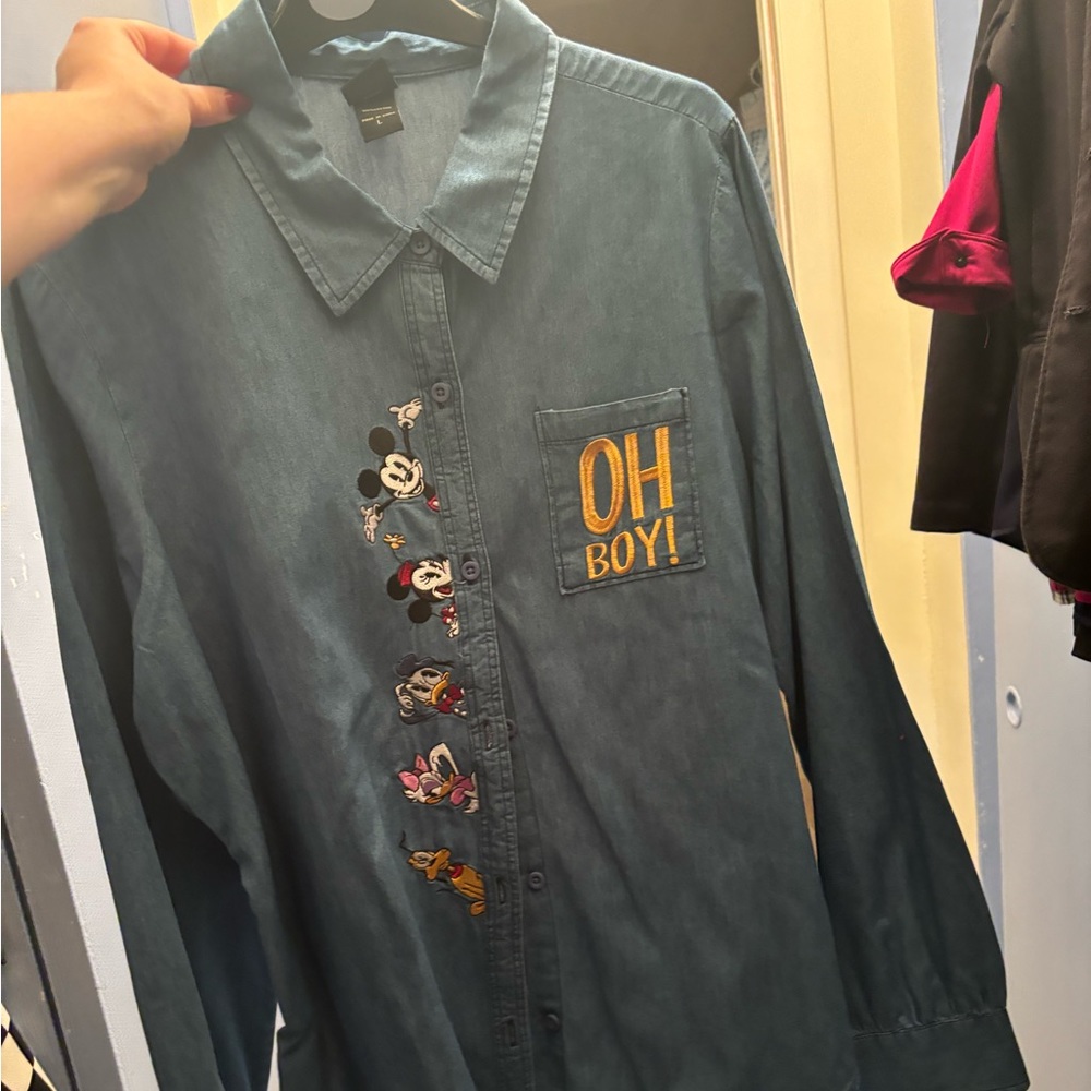 Disney denim button down